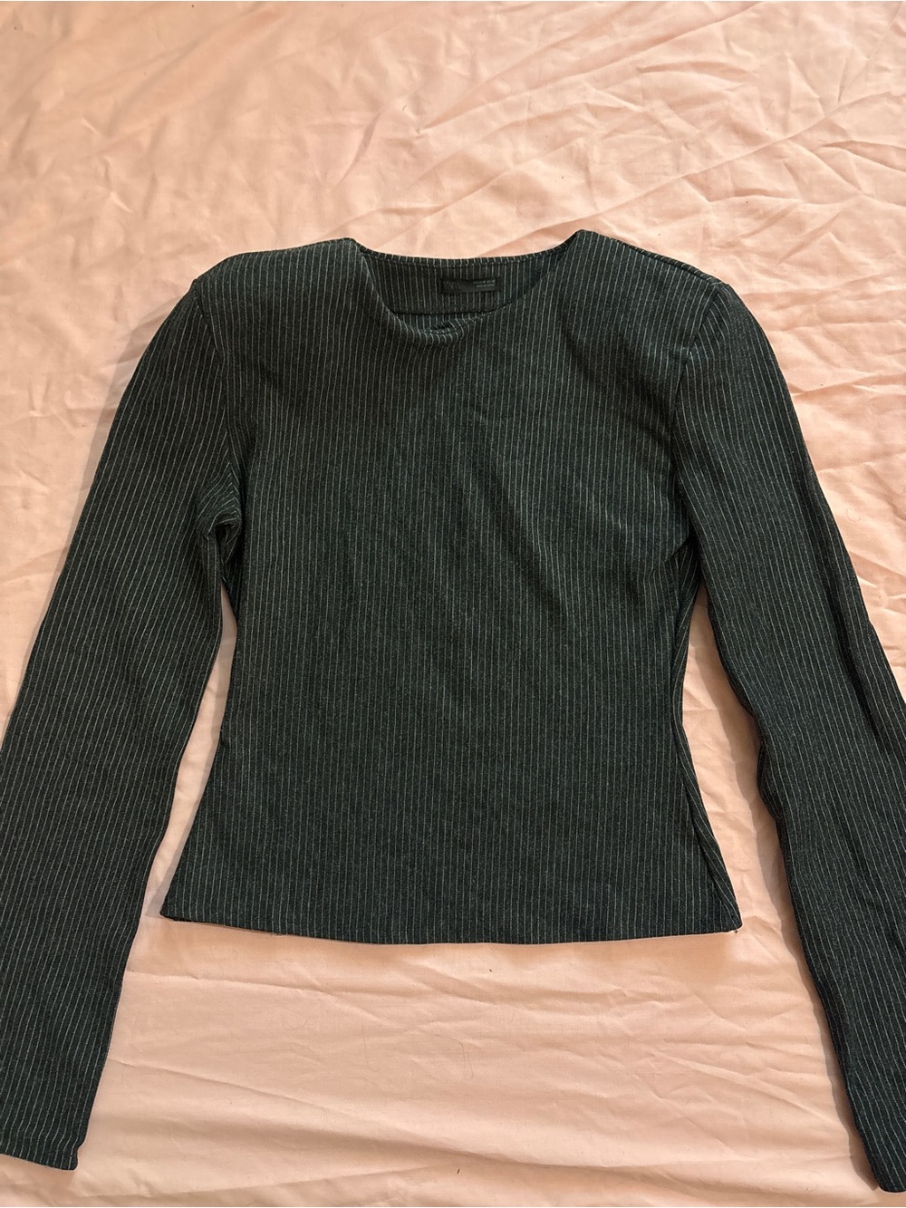Zara Long-Sleeve Pinstripe Top - Grey